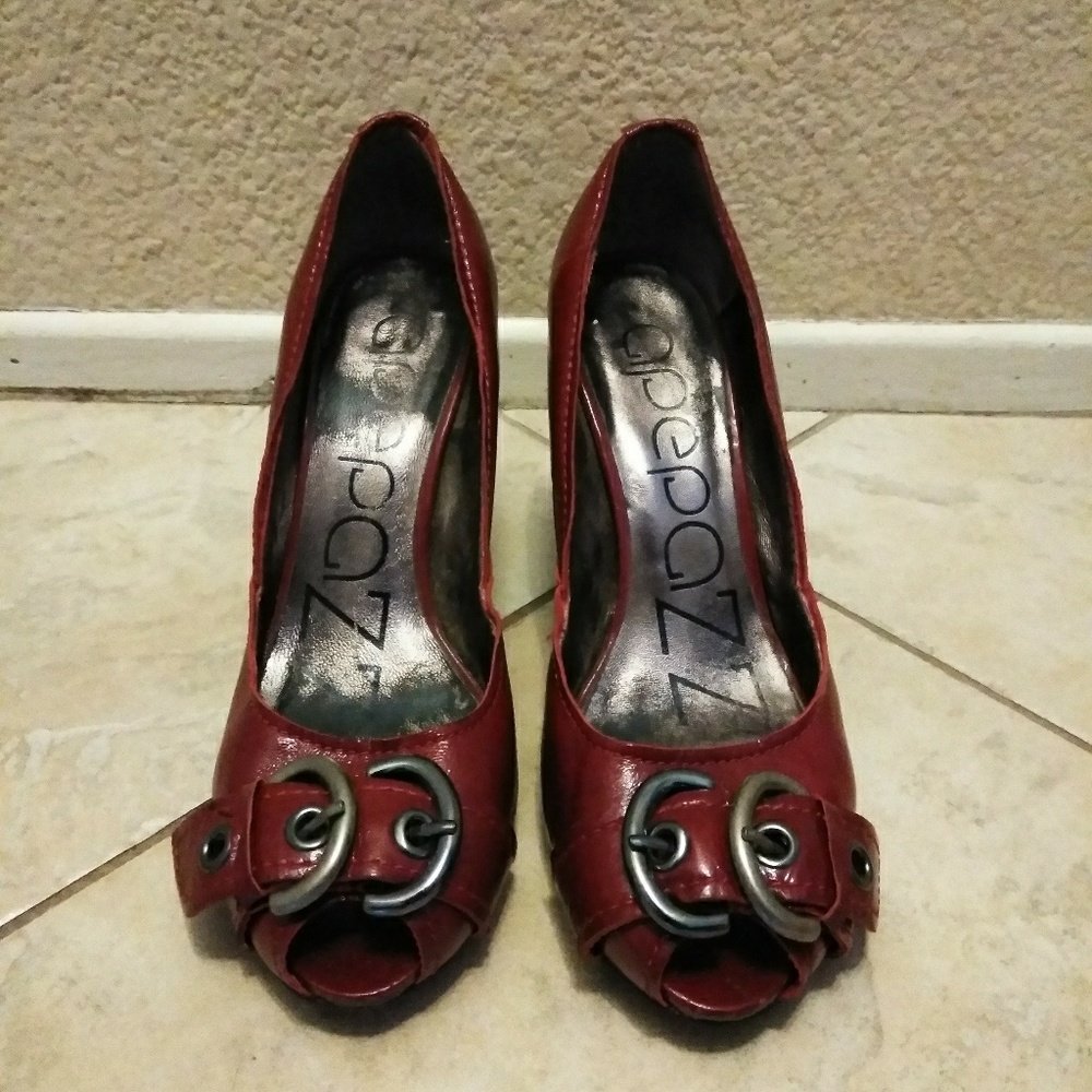 Athentic Leather Peeptoe Heels